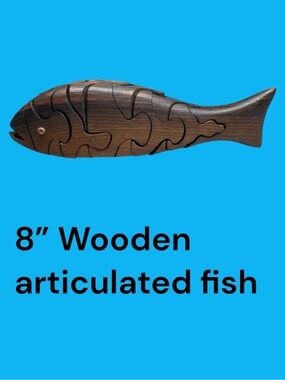 Wooden Articulated Fish - Dark Brown